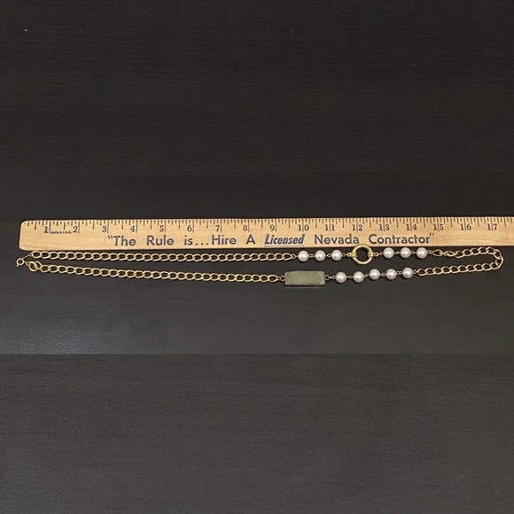 Gold-tone Chain Faux Pearl and Druzzy Crystal 34” Long Necklace - Picture 8 of 12